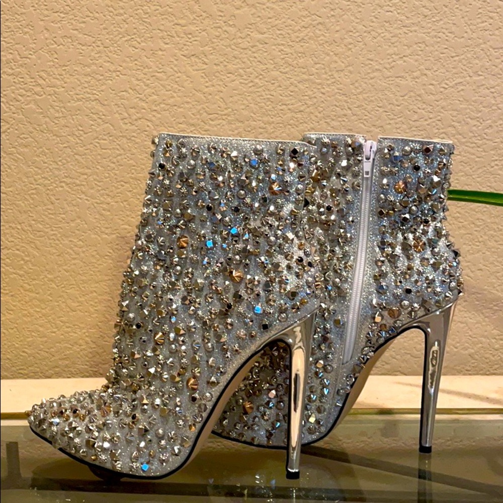 Embellished Silver Boots